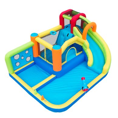 Château Gonflable Aquatique Avec Toboggan Et Souffleur 450w Pour Enfant 410x315x203cm Multicolore