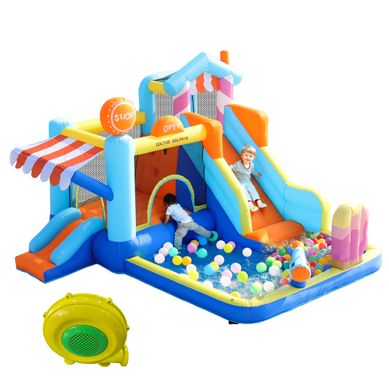 Château Gonflable Aquatique Avec Souffleur Toboggan Et Trampoline 395x340cm