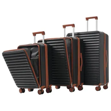 Set De Bagages 3 Pièces Rigide Abs Avec Ouverture Frontale Set De Bagages 3 Pièces Rigide Abs Avec Ouverture Frontale