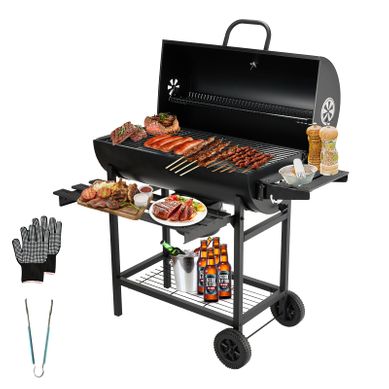 Barbecue à Charbon, Gril à Charbon De Bois XXL Avec Couvercle, Thermomètre, Tiroir à Cendres Barbecue à Charbon, Gril à Charbon De Bois XXL Avec Couvercle, Thermomètre, Tiroir à Cendres