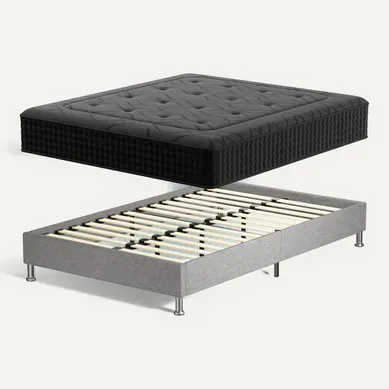 Ensemble 160x200cm Matelas à Ressorts Epaisseur 30 cm + Cadre De Lit Capitonné
