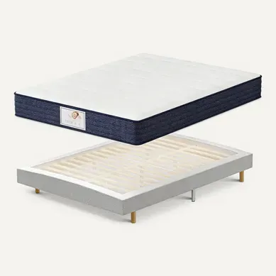 Ensemble Matelas à Ressorts 140x190 cm Epaisseur 22 cm + Sommier Tapissier Déco