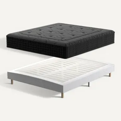Ensemble 160x200cm Matelas à Ressorts, Epaisseur 30cm + Sommier Tapissier Déco