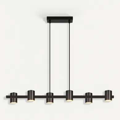 Suspension 6 Luminaire Suspension Industrielle Moderne Noire Pour  Salon Ampoules Non Incluses