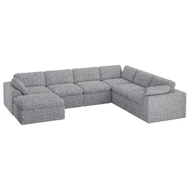 Canapé Panoramique Modulable 7 Places En Chenille,canapé Compressé,assise 60cm,gris