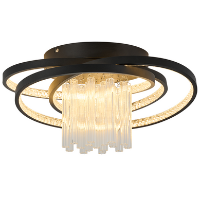 Plafonnier LED 3000k 40w Lampe De Chambre Noir Moderne Pour Salon