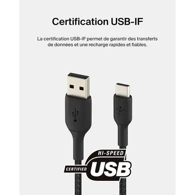 Câble Tressé - USB-c Vers USB-a - 1 M - Noir