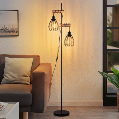 Lampadaire Salon 152cm 2 Lumières Lampadaire Noir Lampadaire Vintage E27 Pour chambre Lampadaire Salon 152cm 2 Lumières Lampadaire Noir Lampadaire Vintage E27 Pour chambre