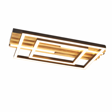 Plafonnier LED Pour Salon 34w 38cm Plafonnier En Bois Moderne Avce  Fonction Mémoire Télécommande