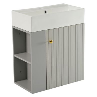 Meuble Vasque 55 Cm Avec Lavabo, Rangement Compact Pour Salle De Bain Meuble Vasque 55 Cm Avec Lavabo, Rangement Compact Pour Salle De Bain