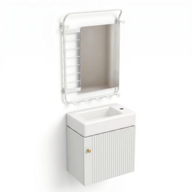 Meuble De Salle De Bain Mural Avec Vasque Et Miroir 35x52.5CM Pour Rangement Pratique Meuble De Salle De Bain Mural Avec Vasque Et Miroir 35x52.5CM Pour Rangement Pratique
