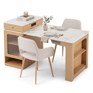 Ensemble Repas 3 Pièces, Table Avec Rangement, Prise Et 2 Chaises Ensemble Repas 3 Pièces, Table Avec Rangement, Prise Et 2 Chaises