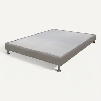 Sommier Tapissier + Jeu De Pieds 120x190 Omega Simili Taupe 2x18 Lattes