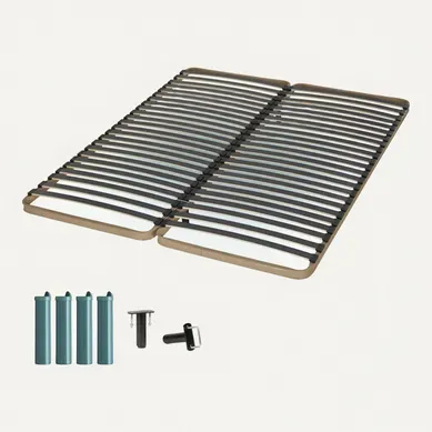 Sommier à Lattes + Pieds 2x80x200 Theta - 48 Lattes Bois - Fabrication Française Sommier à Lattes + Pieds 2x80x200 Theta - 48 Lattes Bois - Fabrication Française