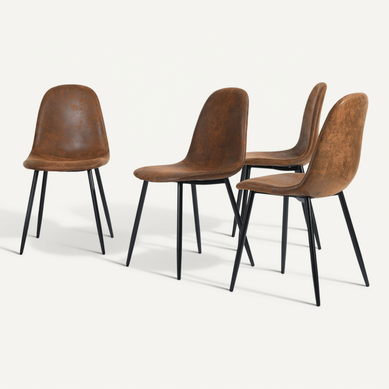 Lot de 4 Chaises de Salle à Manger Vintage Assise Rembourrée En Suédine 41x50x84 Cm