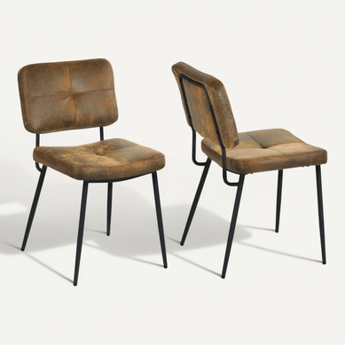 Lot De 2 Chaises De Salle À Manger Vintage Avec Dossier Assise Rembourrée En Suédine, Marron Lot De 2 Chaises De Salle À Manger Vintage Avec Dossier Assise Rembourrée En Suédine, Marron