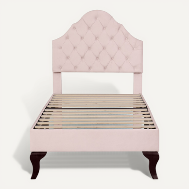 Lit 90 X 200 Cm En Velours Rose Avec Tête De Lit Et Sommier