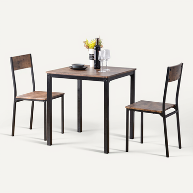 Ensemble Table + 2 Chaises Noir Et Marron Ensemble Table + 2 Chaises Noir Et Marron