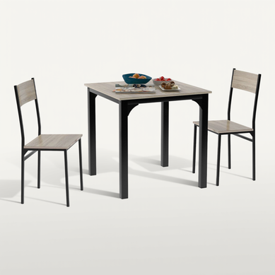 Ensemble Table + 2 Chaises Noir Et Imitation Chêne Ensemble Table + 2 Chaises Noir Et Imitation Chêne