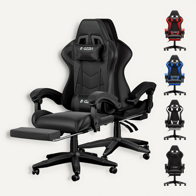 Chaise Gaming, Fauteuil Gamer Repose-pieds Rétractable, chaise De Jeu, Noir Chaise Gaming, Fauteuil Gamer Repose-pieds Rétractable, chaise De Jeu, Noir