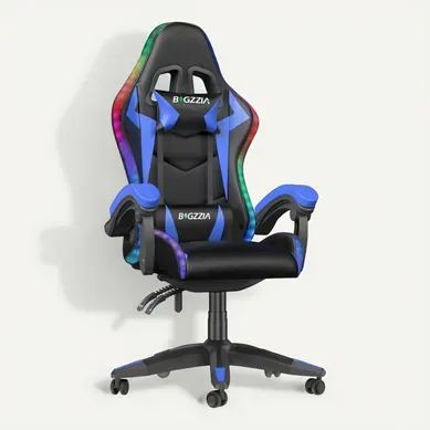 Chaise Gaming, Fauteuil Gamer Avec éclairage LED Rgb, chaise De Jeu, Bleu