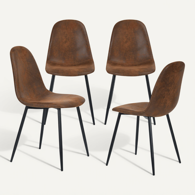 Lot De 4 Chaises De Salle À Manger Vintage Assise Rembourrée En Suédine Lot De 4 Chaises De Salle À Manger Vintage Assise Rembourrée En Suédine