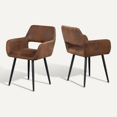 Lot de 2 Chaises de Salle à Manger Fauteuil Vintage Assise rembourrée en suédine Lot de 2 Chaises de Salle à Manger Fauteuil Vintage Assise rembourrée en suédine