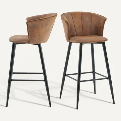 Lot De 2 Tabouret De Bar Siège De 72 Cm Haut Rembourrés En Suède, Marron