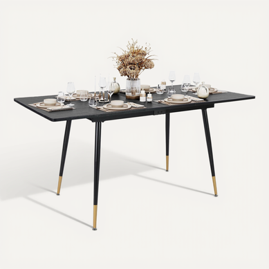 Table De Salle À Manger Extensible 4 A 6 Personnes 120-160x80x75cm, Noir