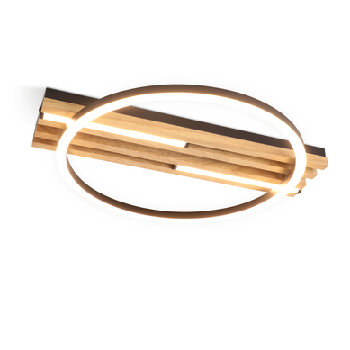 Plafonnier LED 24 W 38 Cm Plafonnier En Bois 3000 K Blanc Chaud  Pour Salon