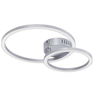 Plafonnier LED Pour Salon 4000k 23w Plafonnier Moderne 40cm Argent 2 Anneaux Pour Cuisine Couloir