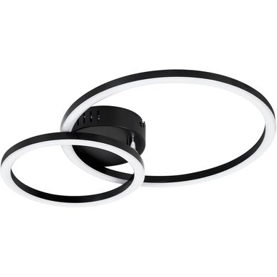 Plafonnier Salon 40cm 23w Noir Lampe De Chambre 4000k Avec Design à 2 Anneaux