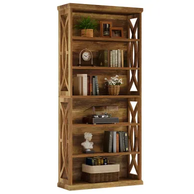 Bibliothèque De 180 Cm De Haut, Bibliothèque En Bois à 6 Niveaux Avec Dispositifs Anti-basculement