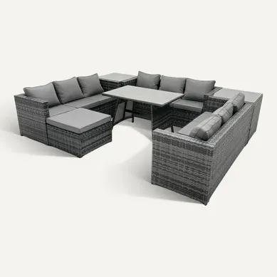 10 Places Ensemble De Meubles De Jardin En Rotin Avec Table à Manger Gris Foncé Mixte 10 Places Ensemble De Meubles De Jardin En Rotin Avec Table à Manger Gris Foncé Mixte