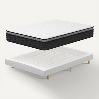 Ensemble Matelas Ressorts 140x190 Cm  Epaisseur 25 cm + sommier déco