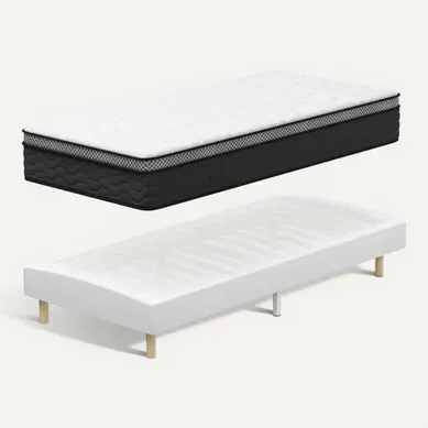 Ensemble Matelas Ressorts 90x190 Cm  Epaisseur 30 cm + sommier déco