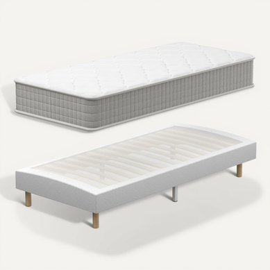 Ensemble Sommier Et Matelas 90x190 Cm, Lit Une Personne Complet Avec Sommier Tapissier (matelas