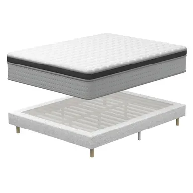 Ensemble Matelas ressort 140x190 cm Accueil Mémoire De Forme Epaisseur 25 cm + Sommier