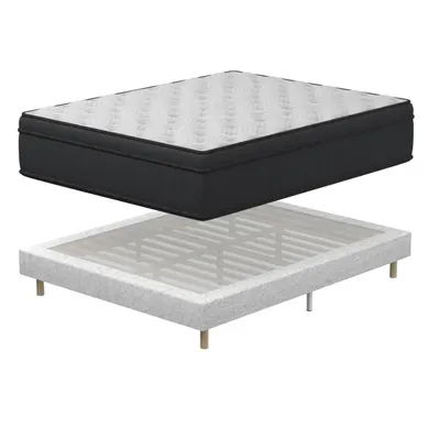 Ensemble Matelas ressort ensachés 140x190cm Accueil mémoire de forme Ep. 25cm + Sommier tapissier