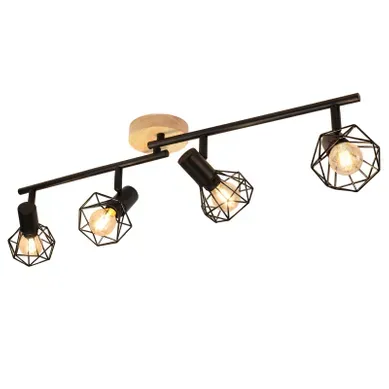 Spot De Plafond Bois Et Métal Spot Vintage E14  Luminaire Pour Cuisine  Pour Couloir  Sans Ampoule
