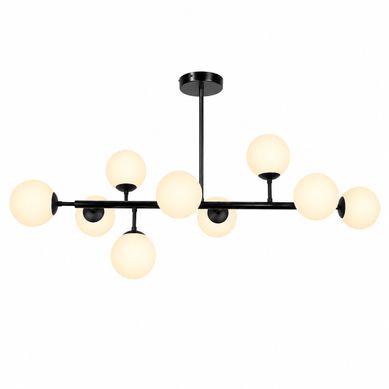 Plafonnier Salon Vintage 105 Cm Plafonnier Noir G9 Avec Globe En Verre Pour  Salon Sans Ampoule