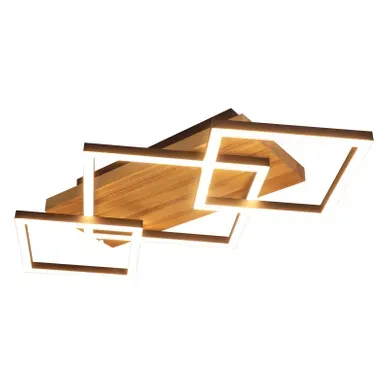 Plafonnier LED 31 W 57 Cm Lampe De Chambre En Bois Plafonnier Intensité Variable Pour Cuisine