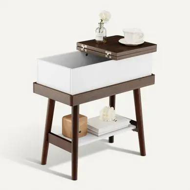 Bout De Canapé Table D’appoint Plateau Rabattable, Table De Chevet à 2 Niveaux 60 X 30 X 59 Cm Bout De Canapé Table D’appoint Plateau Rabattable, Table De Chevet à 2 Niveaux 60 X 30 X 59 Cm
