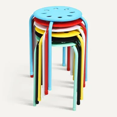 Lot De 6 Tabourets Empilables, Tabourets De Bars Ronds Structure En Métal(multicolore)