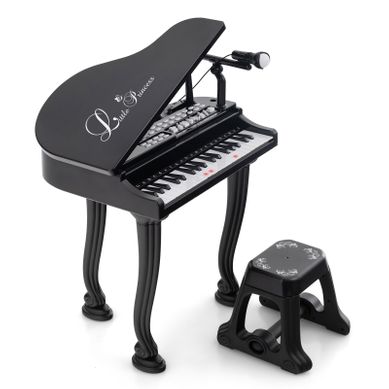 Piano Numérique 37 Touches Pour Enfants Avec Tabouret Et Microphone,charge 50kg(37 Touches, Noir)