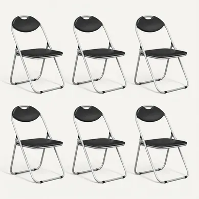 Lot De 6 Chaise Pliante En Métal, Chaise Visiteur Pliable Rembourré Avec Poignée,noir Lot De 6 Chaise Pliante En Métal, Chaise Visiteur Pliable Rembourré Avec Poignée,noir