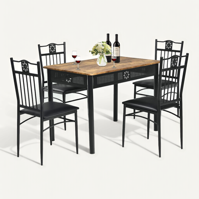 Table à Manger Avec 4 Chaises, Cadre En Métal, Table Cuisine Rectangulaire Pour Cuisine, Salon Table à Manger Avec 4 Chaises, Cadre En Métal, Table Cuisine Rectangulaire Pour Cuisine, Salon