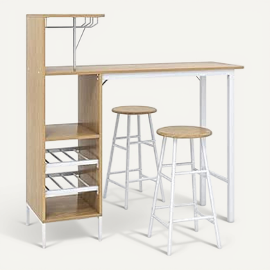 Table Haute Cuisine Avec Tabouret, Mange Debout Industriel Avec Porte-verre Porte-bouteilles,Marron Table Haute Cuisine Avec Tabouret, Mange Debout Industriel Avec Porte-verre Porte-bouteilles,Marron