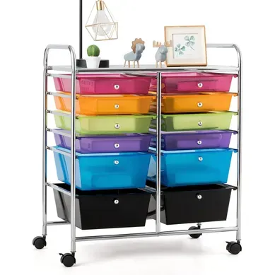 Chariot De Rangement 10 Tiroirs En Pp, Salle De Bain, Maquillage, Cuisine, Multicolore Clair Chariot De Rangement 10 Tiroirs En Pp, Salle De Bain, Maquillage, Cuisine, Multicolore Clair