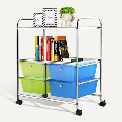 Chariot De Rangement à Roulettes Avec 4 Tiroirs Plastiques,salon,Cuisine,Salle De Bain,Bleu+Vert Chariot De Rangement à Roulettes Avec 4 Tiroirs Plastiques,salon,Cuisine,Salle De Bain,Bleu+Vert